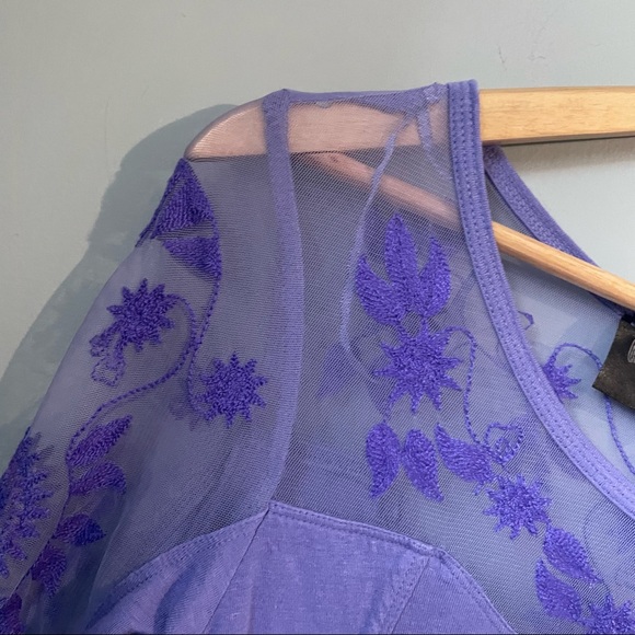 Free People New Romantics Purple Lace & Sheer Neckline- Size XS - Picture 2 of 7